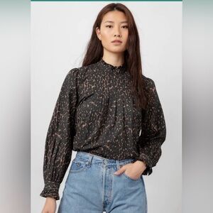 Rails Ariana Top In Savannah Poplin Pleated Front Size Medium